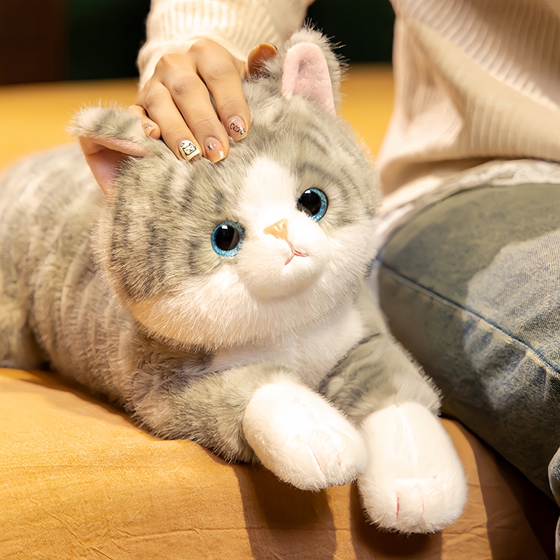 Saitudu Genuine Cute Realistic Cat Plush Doll Children's Companion Sleeping Toy Girl's Birthday Gift