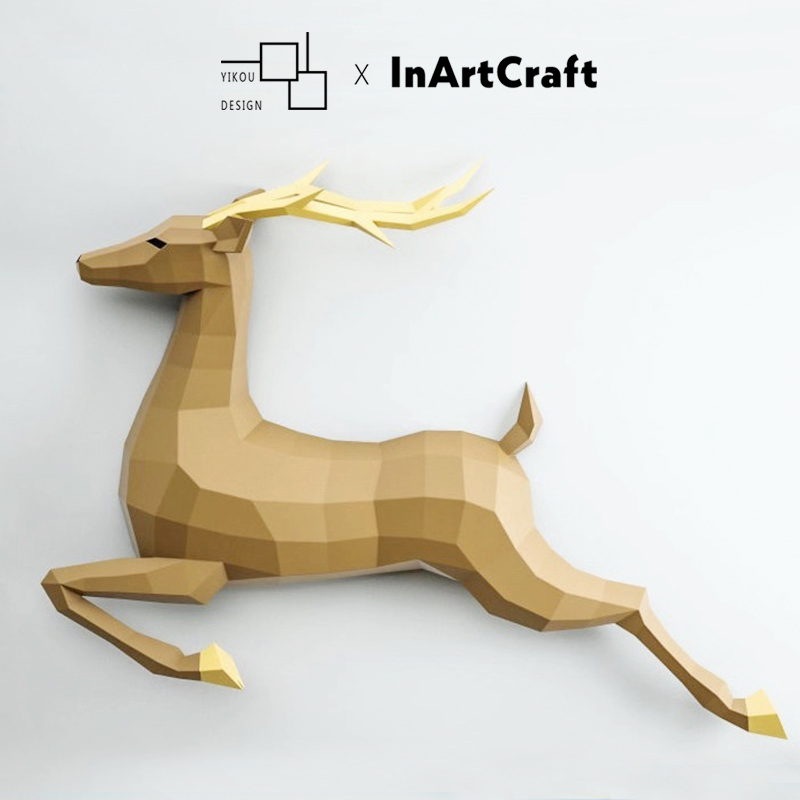 Reindeer Elk Deer Geometric Home Wall Decoration Wall-mounted American Shop Window Christmas Decorations Animal Paper Die Material Diy Gift-Taobao