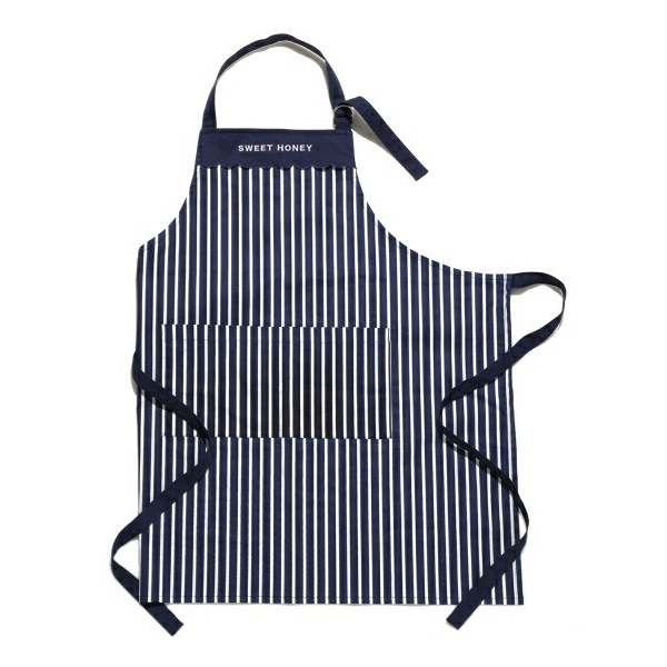 Pure cotton 100 lap stripe embroidered letter adult apron without sleeve apron for home cleaning with apron