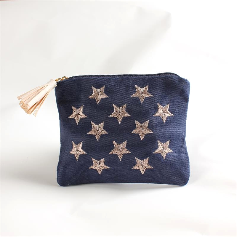 New Pint Ice Cream Pure Cotton Canvas Embroidered star Flow Su tissues Package sanitary cotton Package Zero wallets with handbags