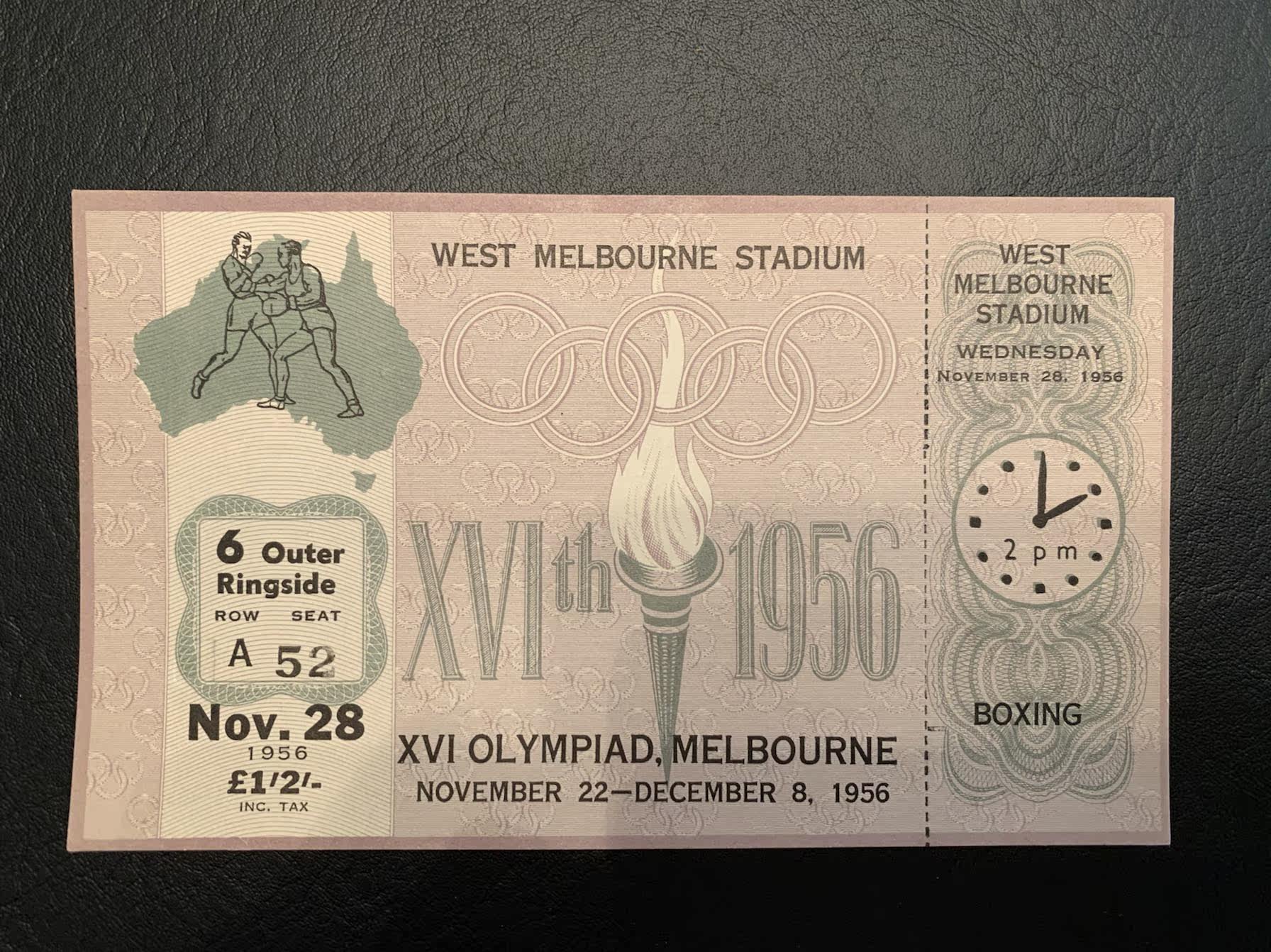 A0049 1956 Boxing Tickets for the Summer Olympics in Melbourne, Australia