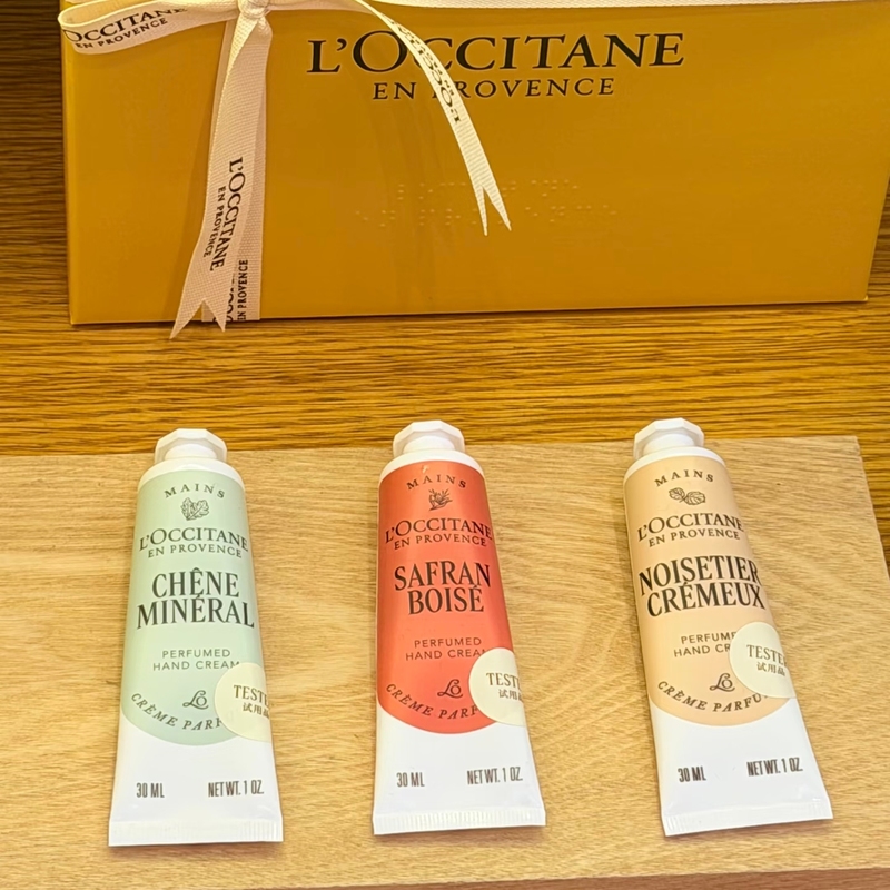 L'Occitane New Hand Cream Sea Salt Oak Cream Hazelnut Saffron Warm Wood Citrus Berries Camellia