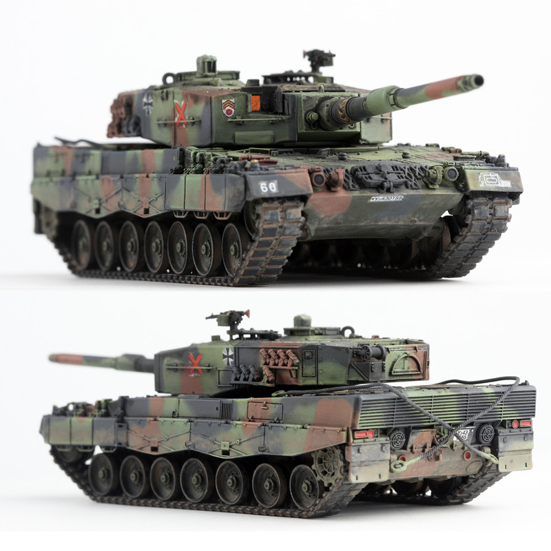88Model 1/72 German Leopard 2A4 213 Armored Battalion 2Nd Platoon 2000 Exercise Tri-Color Tank Model