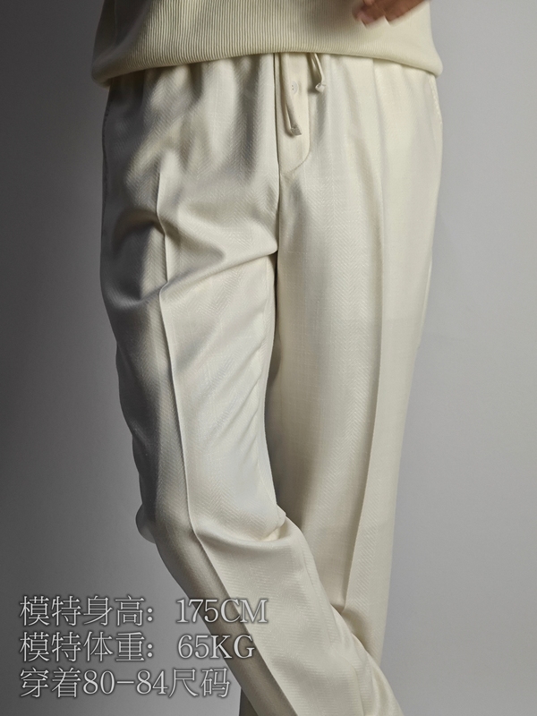 More High-End Jogging Pants, Silk Wool and Linen Fabric Creates New Drawstring Pants, Casual Long Pants with Wide-Leg Style