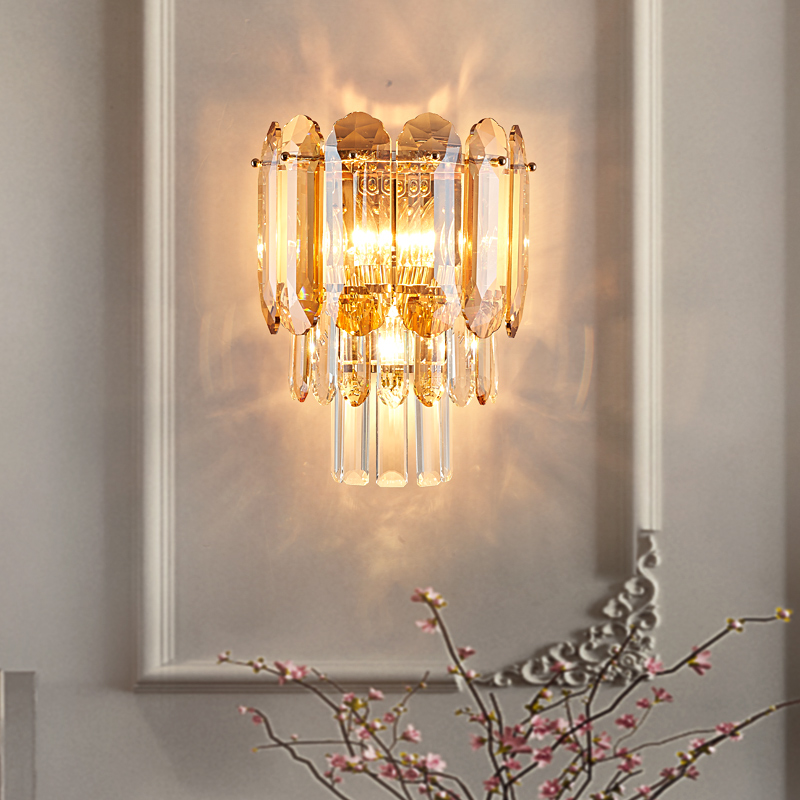 Postmodern light and luxurious crystal wall lamp Living room Background wall walkway Lamp minimalist bedroom Headlights Creative wall light