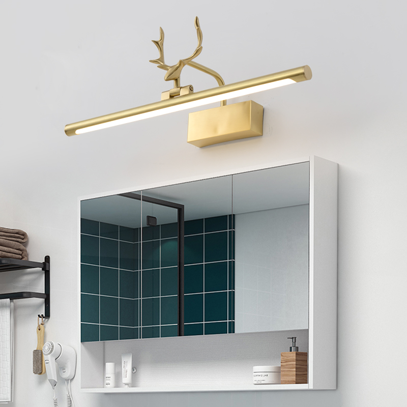 Mirror Front Light Makeup Room Led Mirror Cabinet Special Free Punch Waterproof Mist American Light Lavish Deer Corner Full Copper Bath Room Cabinet Light