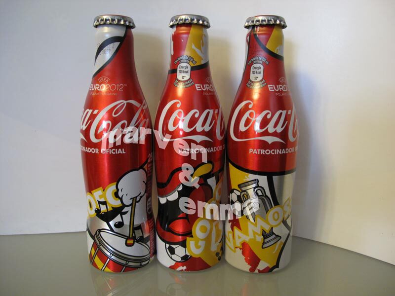 Coca-Cola Spain Euro 2012 Themed Commemorative Aluminum Bottle Collection