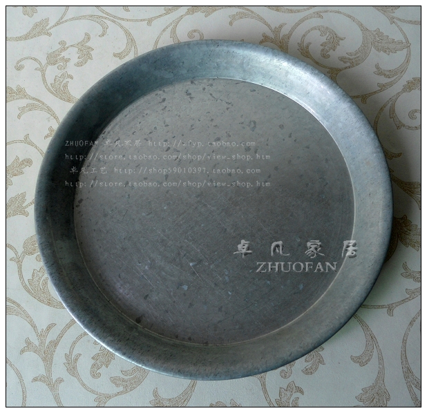 Large size iron plate white sheet iron anti-rust sleeve Three-contained decorative disc galvanized sheet Iron Fruit Pan Round Nursery tray