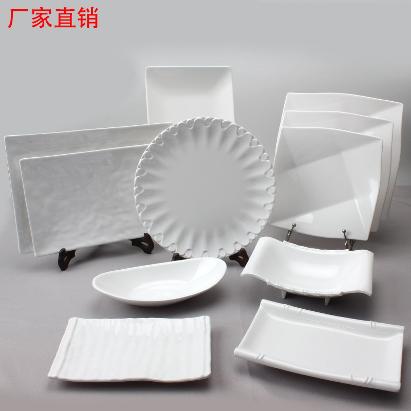 Dense Amines Cutlery White Plastic Resistant Creative Disc Imitation Porcelain Hotel Dining Room Commercial Plate Barbecue Fire Pan Shop Plate