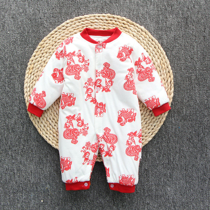 Baby Even body clothes autumn and winter 0 boys warm out for climbing and climbing clothes 3 infants 6 months 1 year old thickened cotton ha