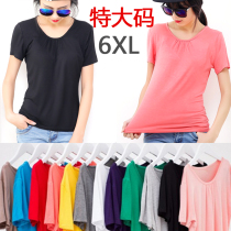 Summer womens dress extra-large size Gats up 100 hitch undershirt round collar 200 grams of fat mm conspicuge blouse short sleeve t-shirt