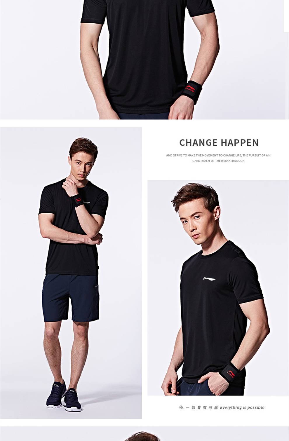 Li Ning 2019 mới xuân hè và đồ thể thao hai dây quần ngắn tay nhanh khô thể dục chạy bộ quần áo tập mặc thông thường - Thể thao sau bộ quần áo adidas