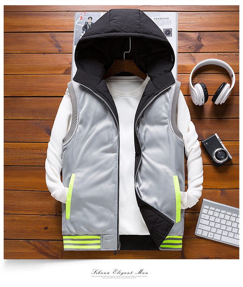 Áo vest nam thu đông hai bên mặc phiên bản Hàn Quốc theo xu hướng dày Slim size áo vest nam đẹp trai xuống áo khoác cotton áo ghi lê nhiều túi