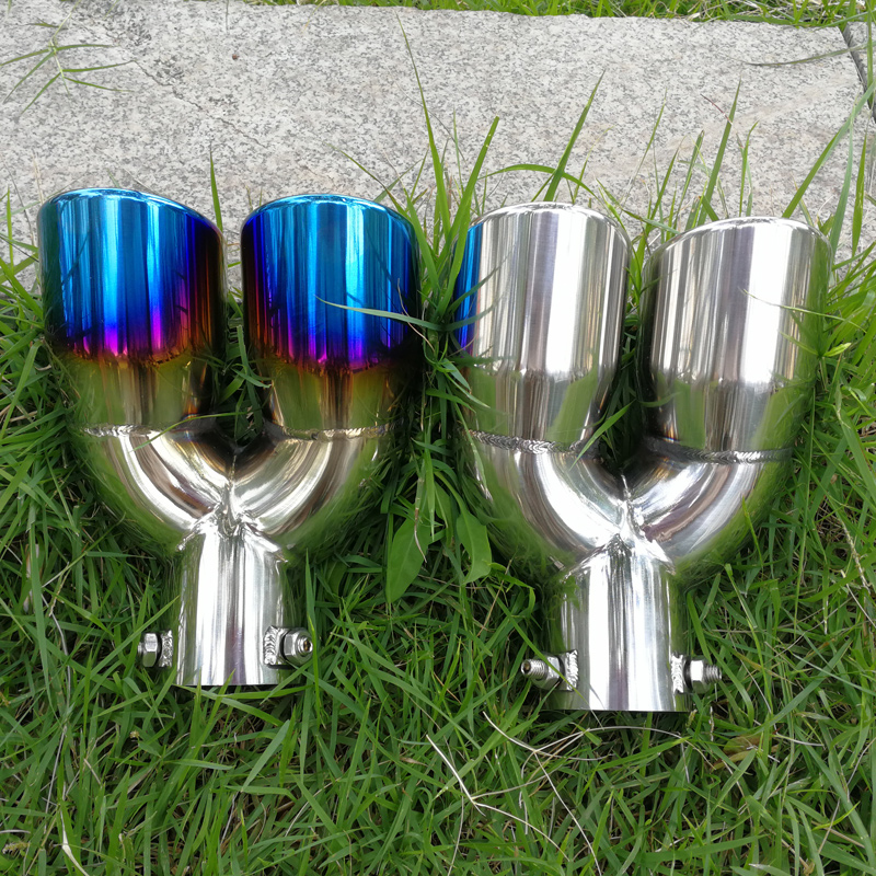 Car exhaust modification general-purpose welding-free exhaust pipe decoration tail throat rear section decoration one out of two extended double out