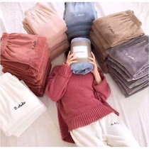 Fairy warm pants coral velvet home warm pants autumn and winter coral fleece lazy pants closing leggings women wear