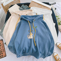 Autumn and winter plus velvet womens new Korean version of the tide loose students ins Super fire lazy wind jacket clothes