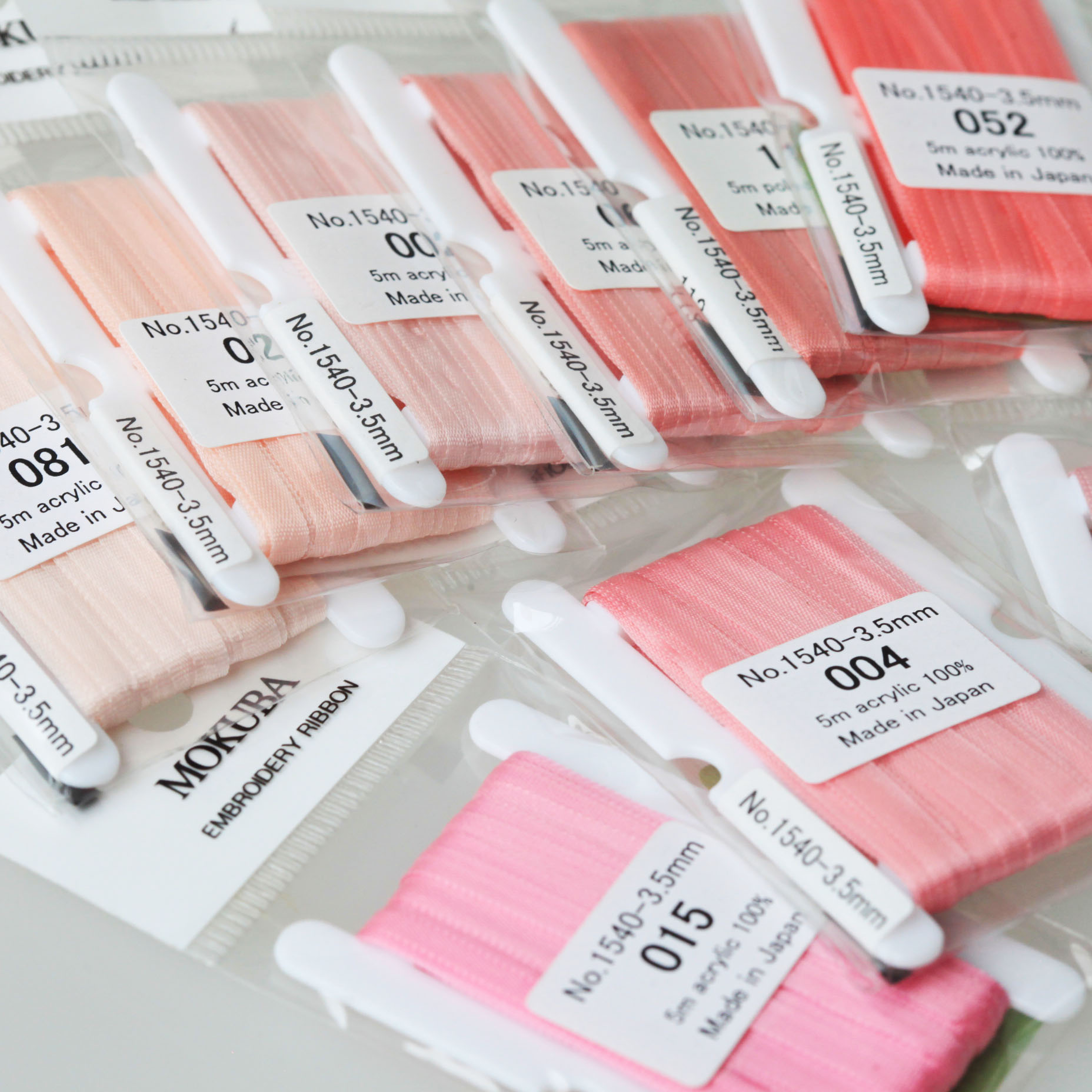 Japanese MOKUBA Trojan 1540-3 5mm 1 pack 5m basic ribbon embroidery pink 22 colors