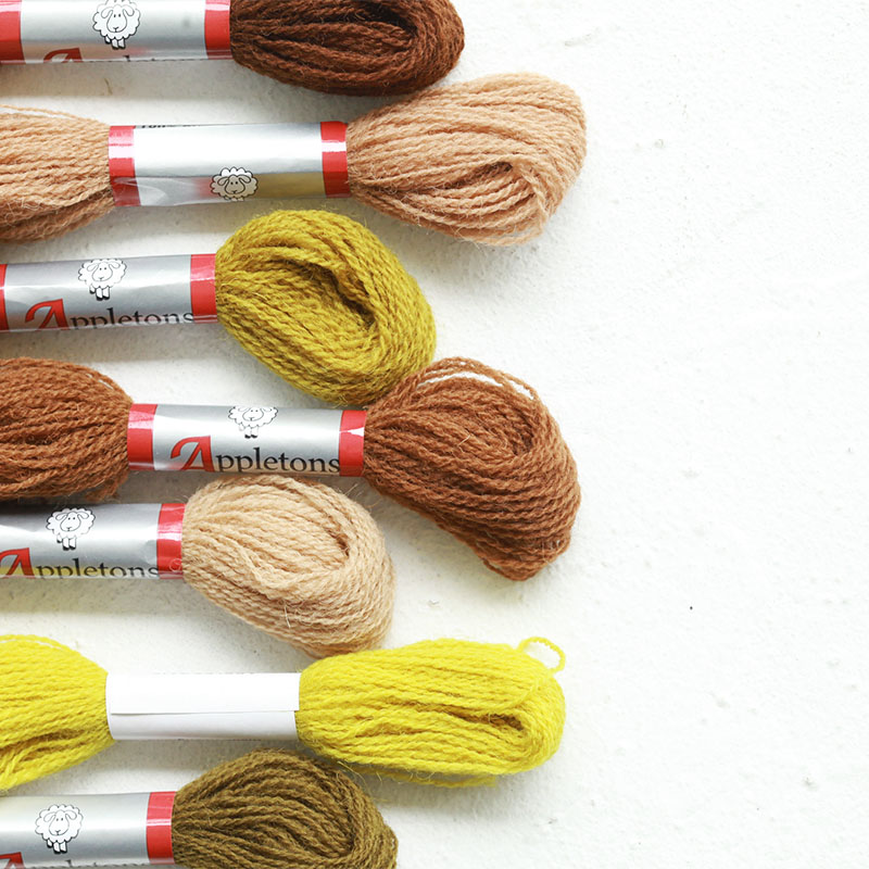 British imported appletons 100% fine wool embroidery thread yellow-brown 90 colors