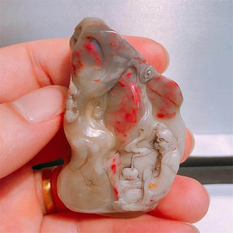 Natural Old Hang-Hang Changhua Stones Goat Fat Freezing Damo's Incense Hand Playful 73 gr Things One-Things Master's Works