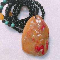 Laochang Fossil field yellow chicken blood stone lotus pendant and Hemeimei one item one product 31 grams purely handmade