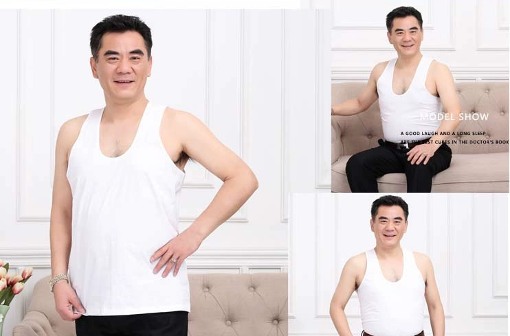 Áo vest nam hoa cúc 60 bông cotton mùa hè cũ cha cha tặng quà có kích thước lớn