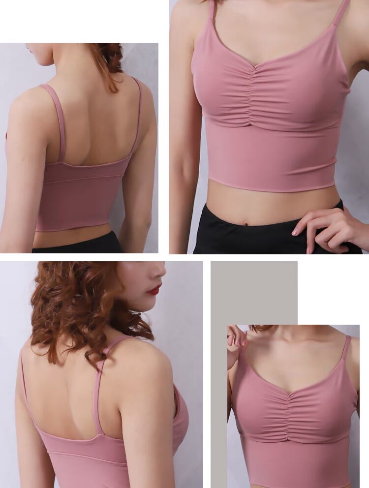 Yuanli cà phê nhỏ yoga gợi cảm chạy thể thao áo ngực nữ sốc thu thập vành đai kéo dài đồ lót thể dục nhanh khô mùa hè - Đồ lót thể thao ao gym