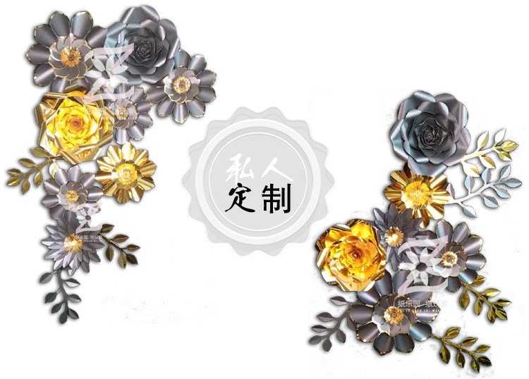 Photo studio wedding wedding window layout background props Flower large cardboard flower combination bright gold pearlescent black