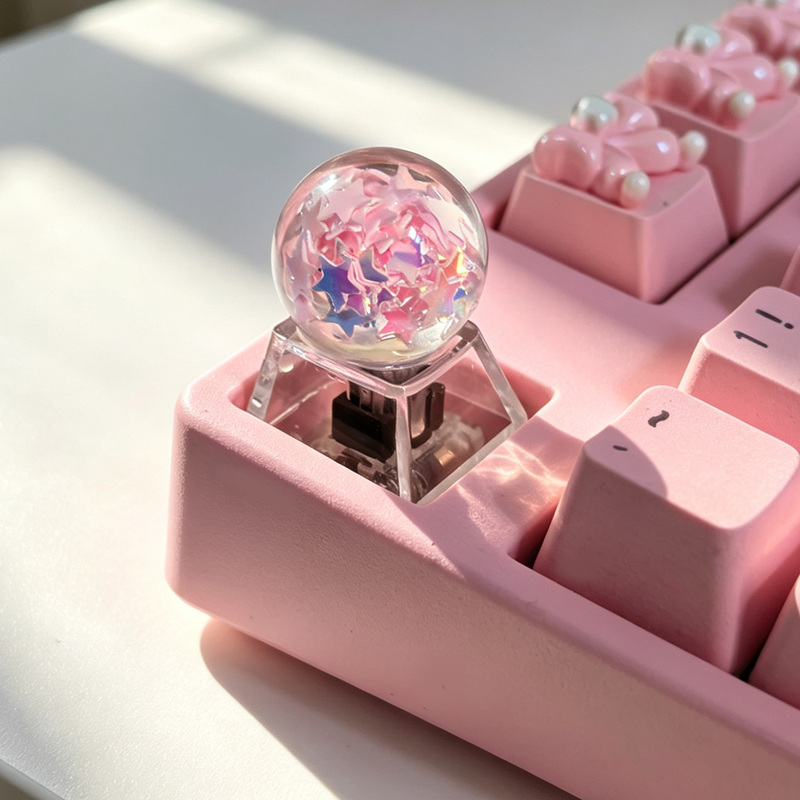 Crystal Ball Translucent Keycaps Pink and White Original Factory High Transparency Pc High Clarity
