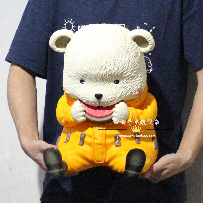Sea thief Wang GK eats guabbebo bear supersize cute series eating watermelon sitting with cute hand-office model statue-Taobao