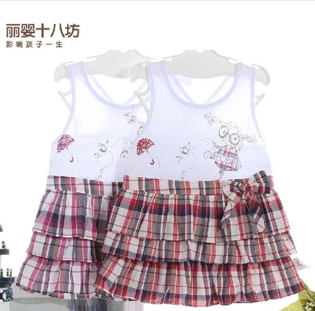 包邮丽婴十八坊夏装女童背心连衣裙宝宝纯棉衣服婴儿夏季服装7954