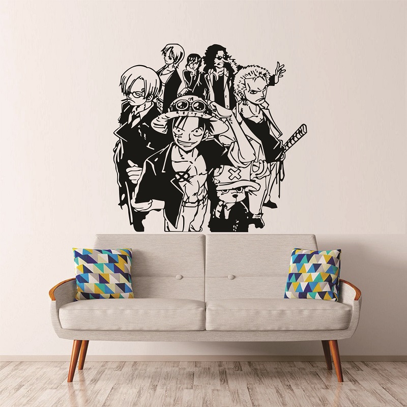 Sea Thief King Character Wall Sticker Road Flying Team Cartoon Cartoon Bedroom Bedside Children Room Personality Stickers Multisection-Taobao