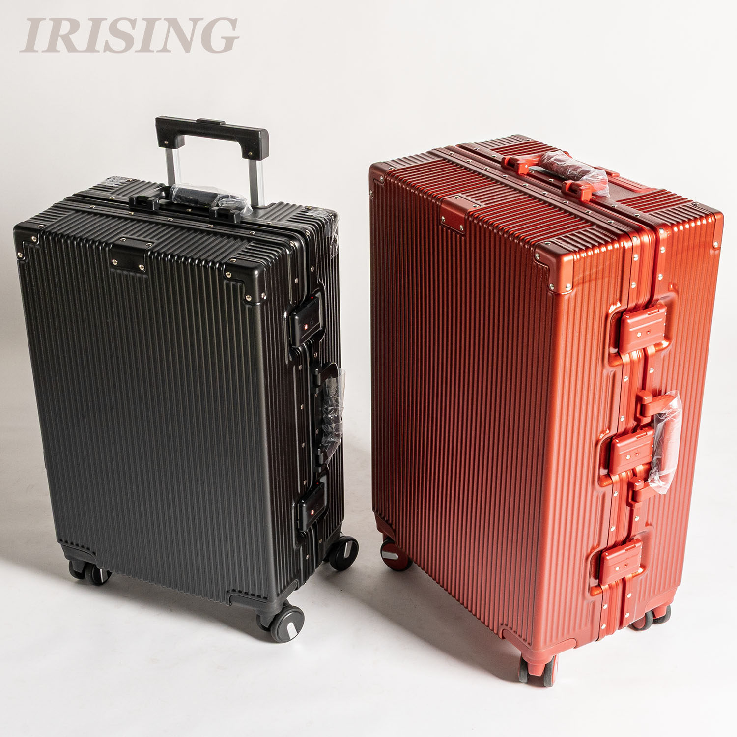 Ailixing aluminum-magnesium alloy frame suitcase, men's thickened large capacity trolley leather suitcase, high-value travel suitcase for women.