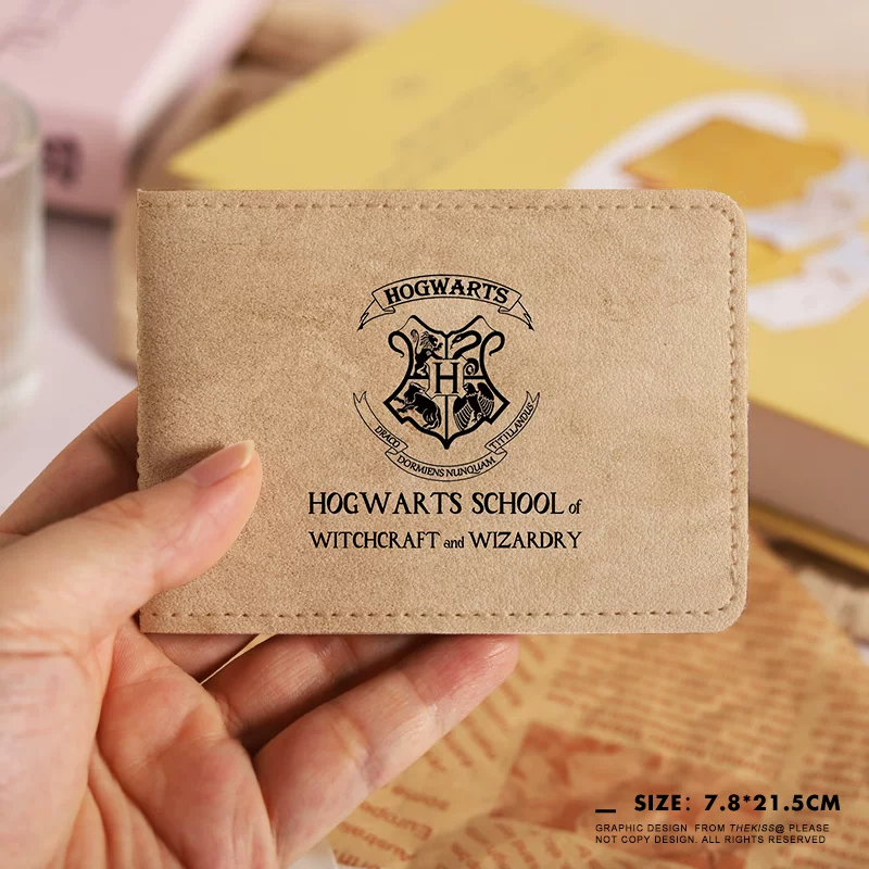 [Пряжка кожаный чехол на удостоверение водителя Гарри Potter Хогвартс, защитный несессер для прав водителя, карта на две части, множество карманов]