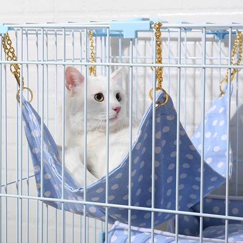 Cat hanging bed Hanging nest Cat hanging bed Swing hanging cat hanging cotton hemp wave point Cat hanging bed cage accessories