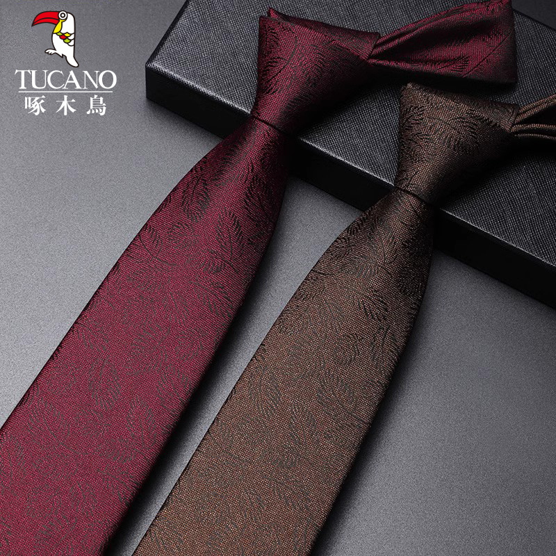 Woodpecker Brown Vintage Pattern Tie Hand-Tied Formal Business Wide Version Groom Wedding Hong Kong Style Gift Box