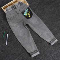 Boy Cowboy Spring and Autumn fashion tide slim long pants small feet Childrens single pants Korean new elastic Leisure