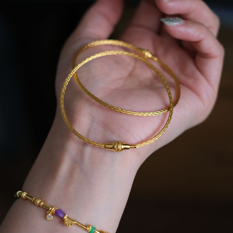 Pure Gold Woven Pandora Ear of Wheat Bracelet, Universal Bracelet, Soft Bracelet