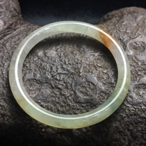 Official house~Qing Dynasty old jade cassock ring with stone ice species with jade with green thin strips old taste foot