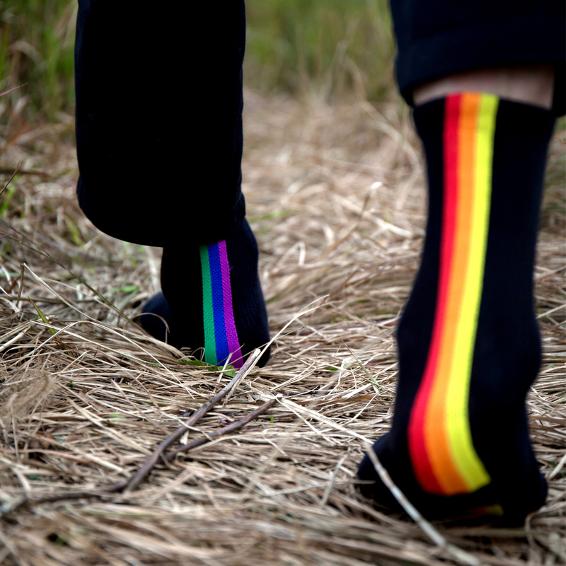 [3 Pairs] Men's Mid-Calf Rainbow Socks Versatile Pure Cotton Korean Style Moisture-Wicking Youth Autumn and Winter Long Socks
