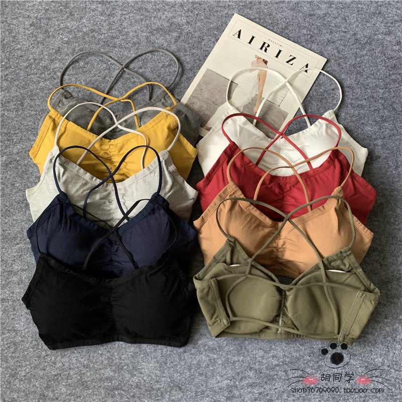 Quality foreign trade Original single Korean version pure cotton Nets back crossed with chest cushion wrapped in chest thin harness with beautiful back and breast vests