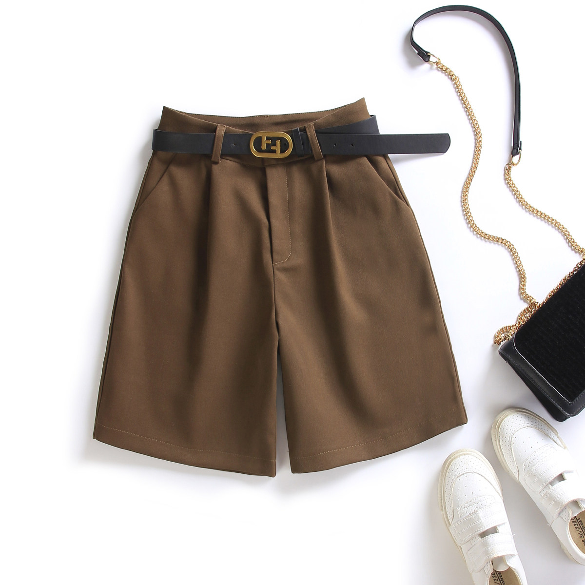 Europe station 2022 spring new pants children 50% suits shorts female texture loose 50% pants women 100 hitch