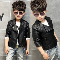 Little boy coat mens leather coat thick plus velvet foreign boy leather jacket baby boy tide boy boy 2019 autumn and winter