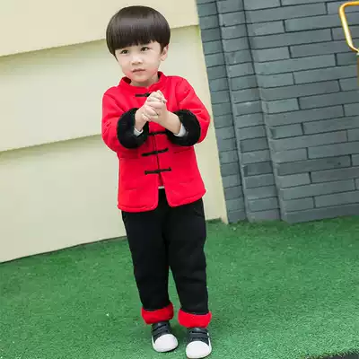 Winter boys Tang suit plus velvet thickened 1-3 new men's treasure children's winter clothes baby Hanfu National Style 6 years old