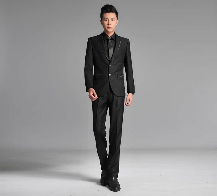 2018 mới đen bóng tự canh phù hợp với kinh doanh phù hợp mặc mới mặc áo giáp đen đầm dự tiệc chống nhăn quần âu