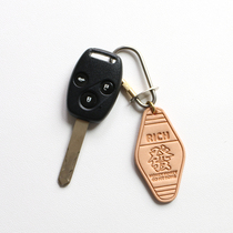 Day Department JDM retro-rooted tanning leather key buckle metal ring small crowdpersonality Fat creative car key pendant male and female