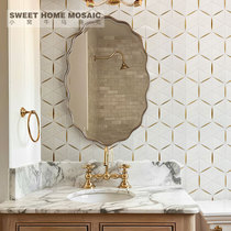 French style bathroom tiles light luxury stainless steel marble mosaic mosaic entrance bar bathroom wall tiles