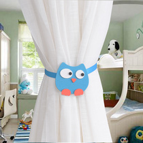 Lovely magnetic owls curtain cartoon magnetic curtain tied to buckle childrens room with strap tie