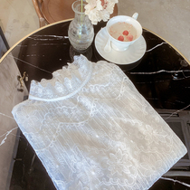 Fataway sweet and white lace undershirt woman long sleeve 2022 spring dress new fashion Slim Ocean inner lap top