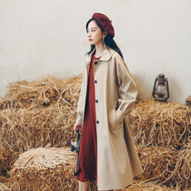 Plain Left Bank trench coat Womens Mid-length 2021 spring Hepburn style coat Japanese spring suit salt thin coat
