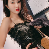 Yu Yi spun black dark gold floc elastic vest condole belt ladies wear autumn and winter base sleeveless sexy coat